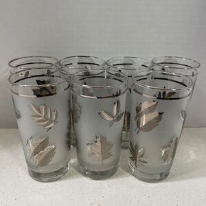 7 Vintage Libby Silver Leaf Highball Glasses